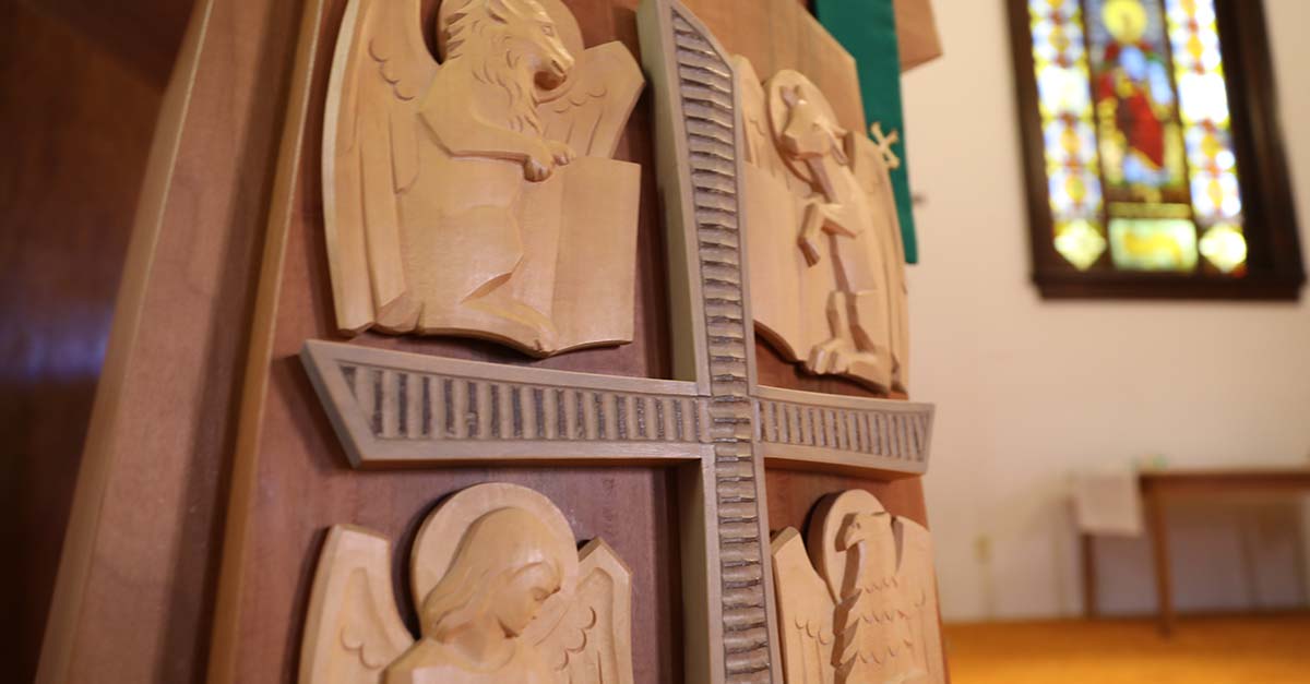 Photo of the Lectern at Grace Evangelical Lutheran Church in Oswego, NY.